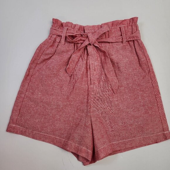 Draper James RSVP Women's Linen Blend Paperbag Short Lined Light Red XS - Picture 1 of 13